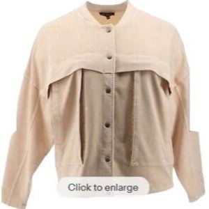 Diane Gilman Downtime Rib Collar Oversized Jacket 743-223 Sand Large